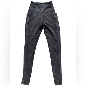 Offline by Aerie High-Waisted Black Ribbed Stonewash Designed Leggings (Size: S)